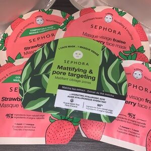 SEPHORA Strawberry Face Mask & Mattifying Pore Target Face Mask | Bundle of 5